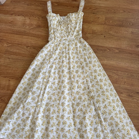 House Of CB London Rosalee White Vintage Floral Print Cotton Bustier Dress XS - Picture 3 of 16